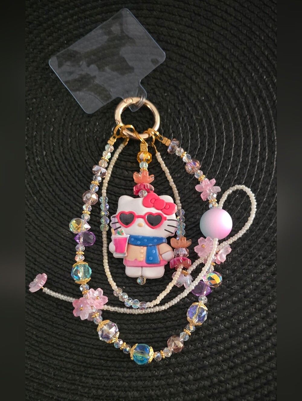 Hello Kitty Beaded Keychain/Phone Charm